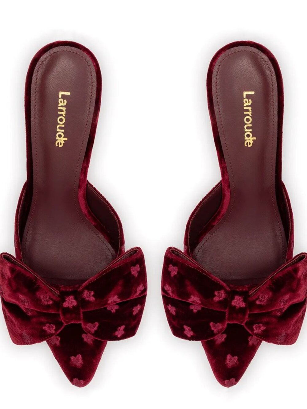 Larroude Mini Elle pumps Bows velvet embroidered w flowers New in box